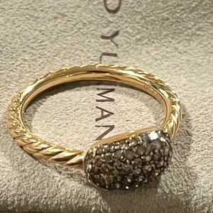Authentic David Yurman Cognac Diamond Pave 18K Rose Gold Ring.